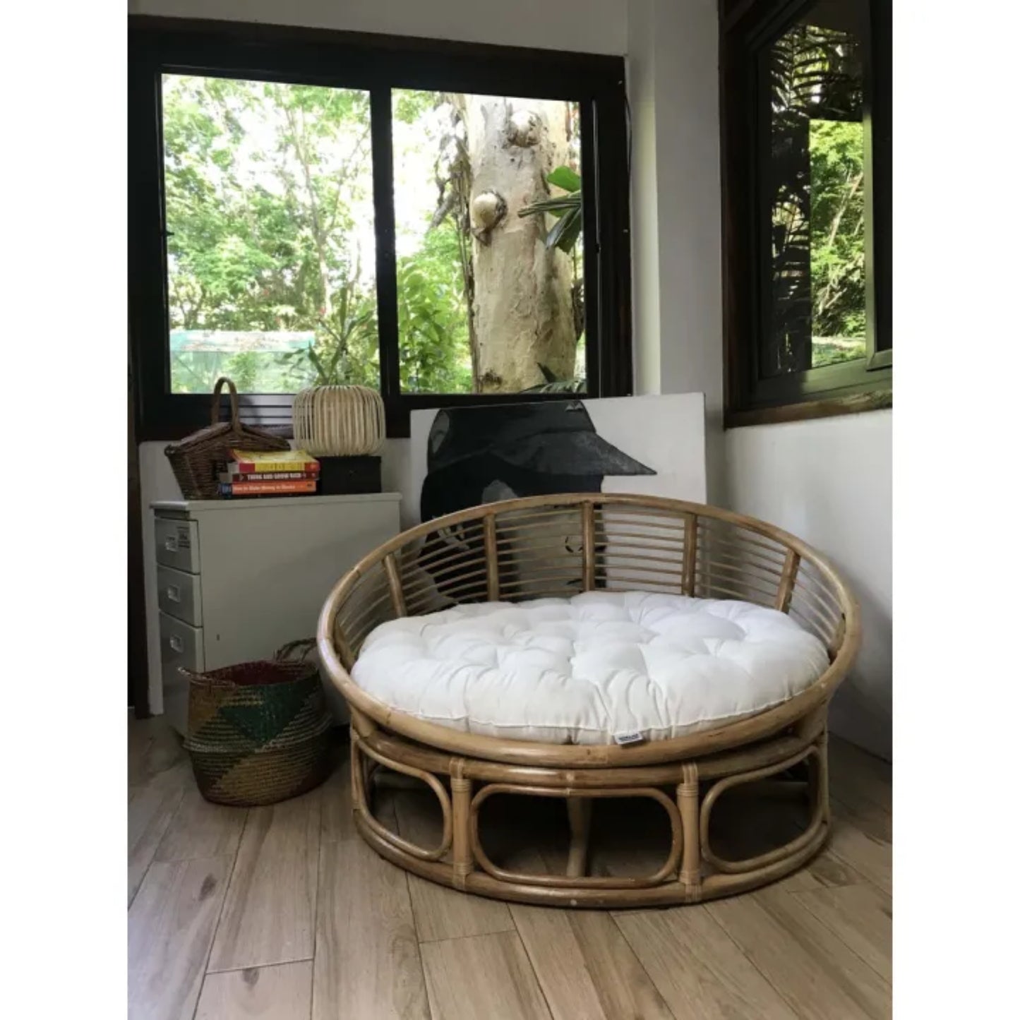 Ilokana Handicrafts 36" D Nordic Rattan Papasan Chair with Cushion