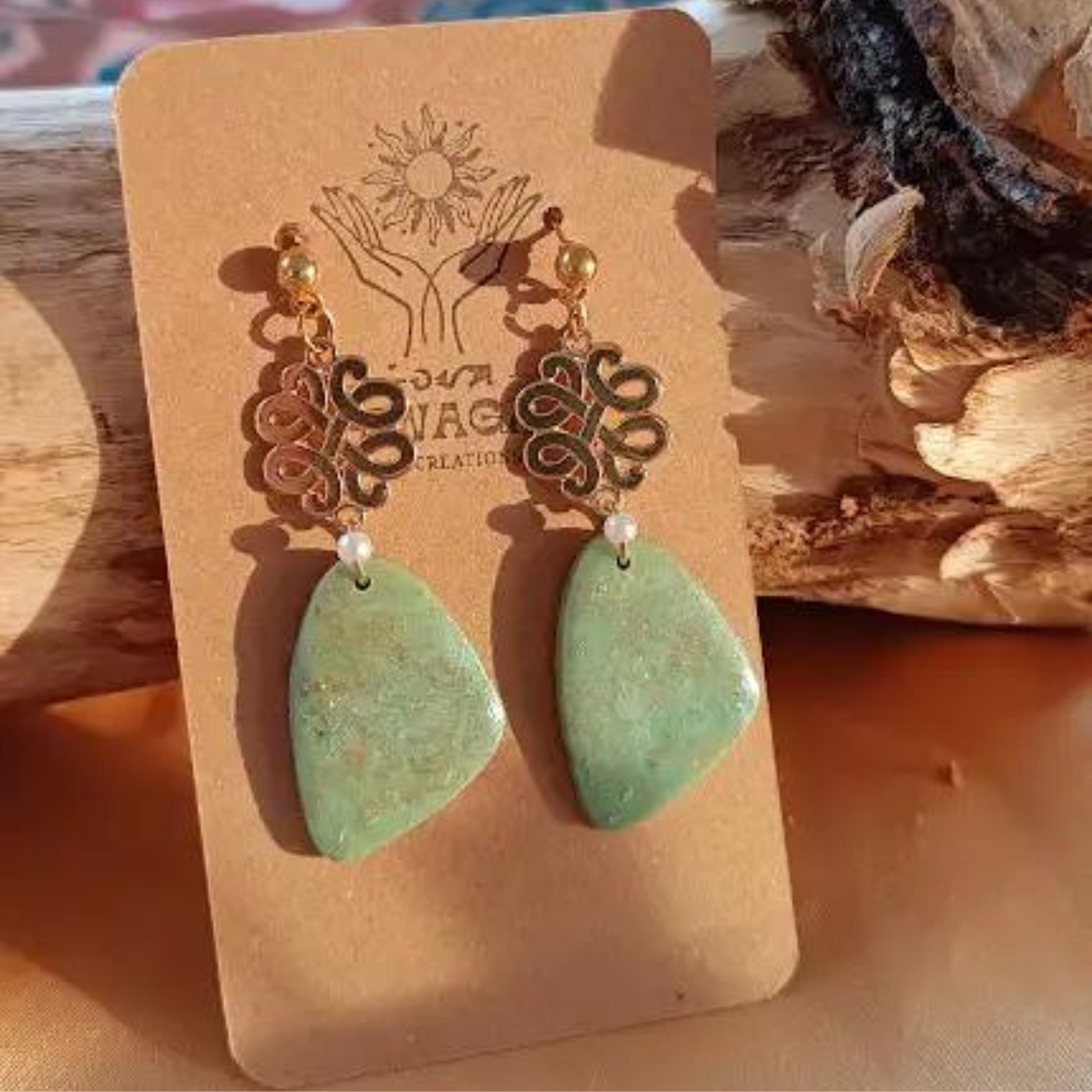 Emerald Clay Earrings; dangling earrings