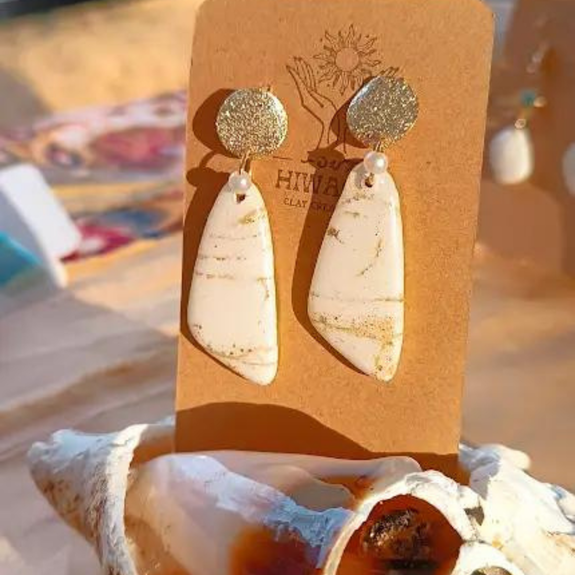 Ethereal Clay Earrings; polymer clay with stainless steel