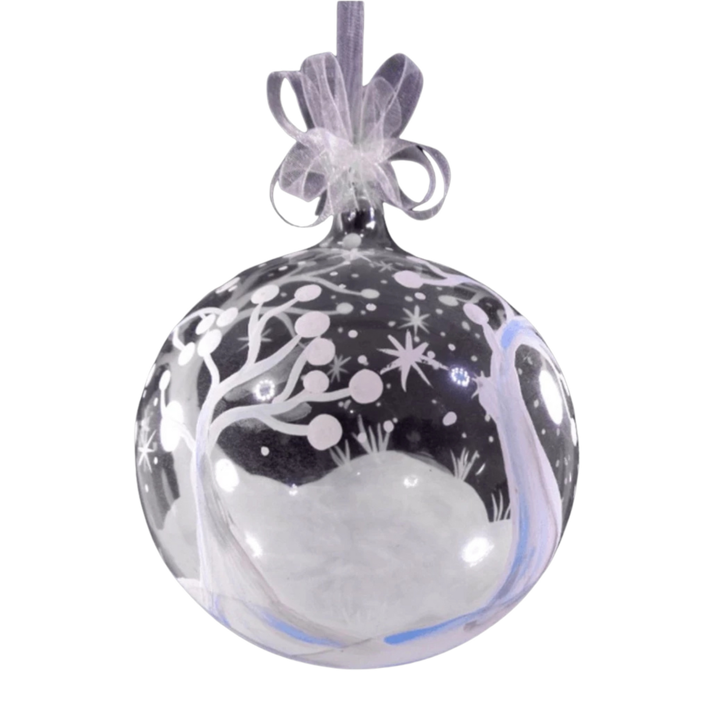 Handpainted White Christmas Glass Ornaments