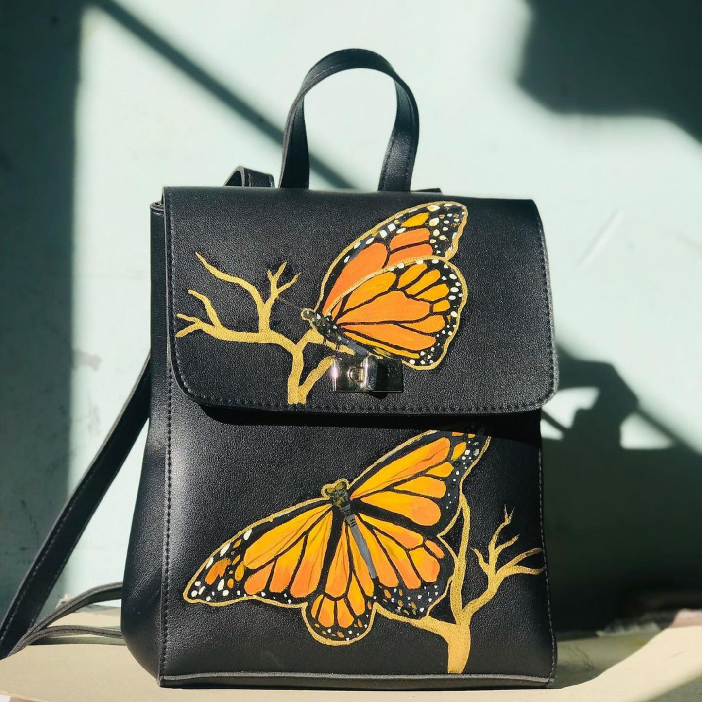 monarch backpack handpainted blac