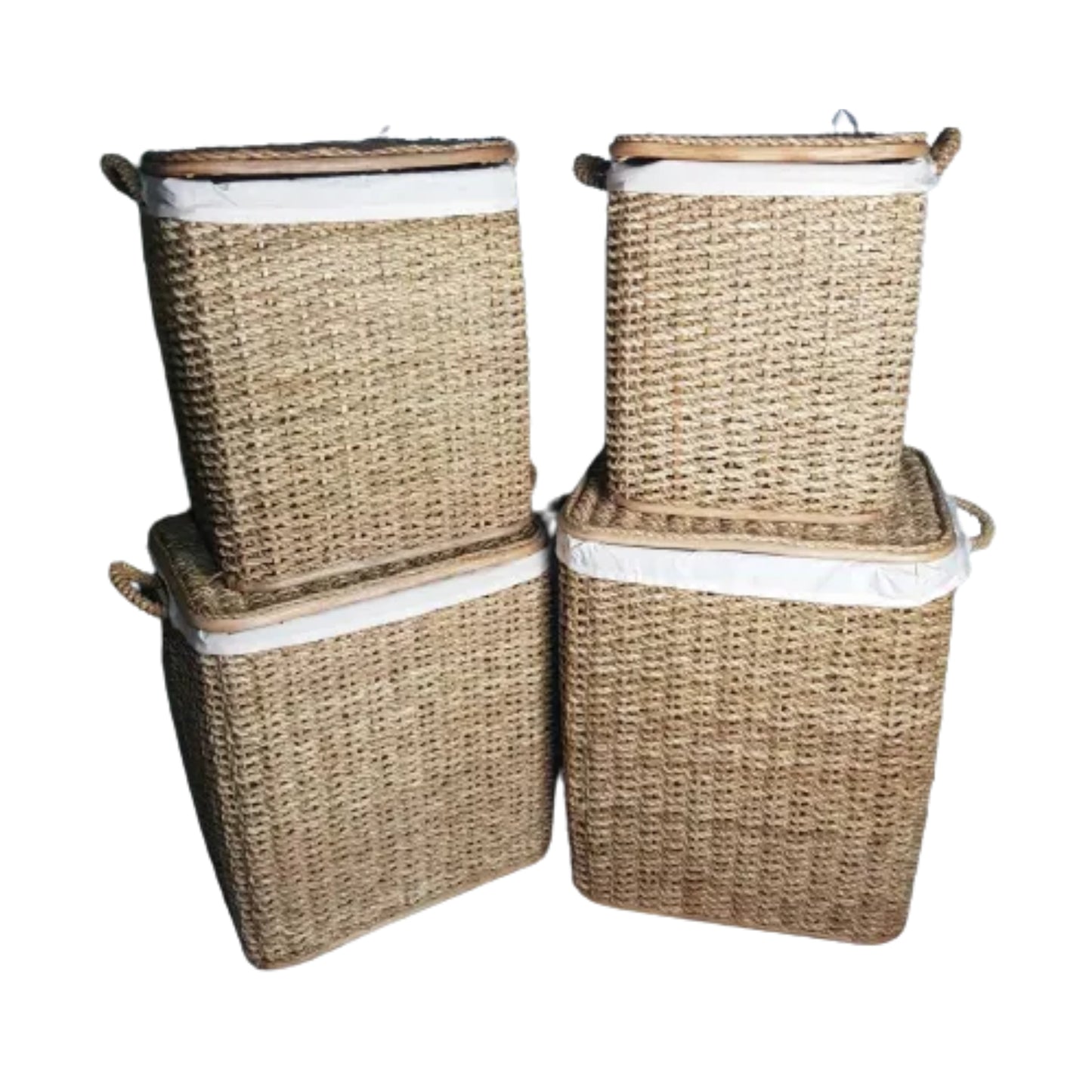 Ilokana Handicrafts Native Laundry Basket Clothes Basket Buri Hamper with Cloth Lining