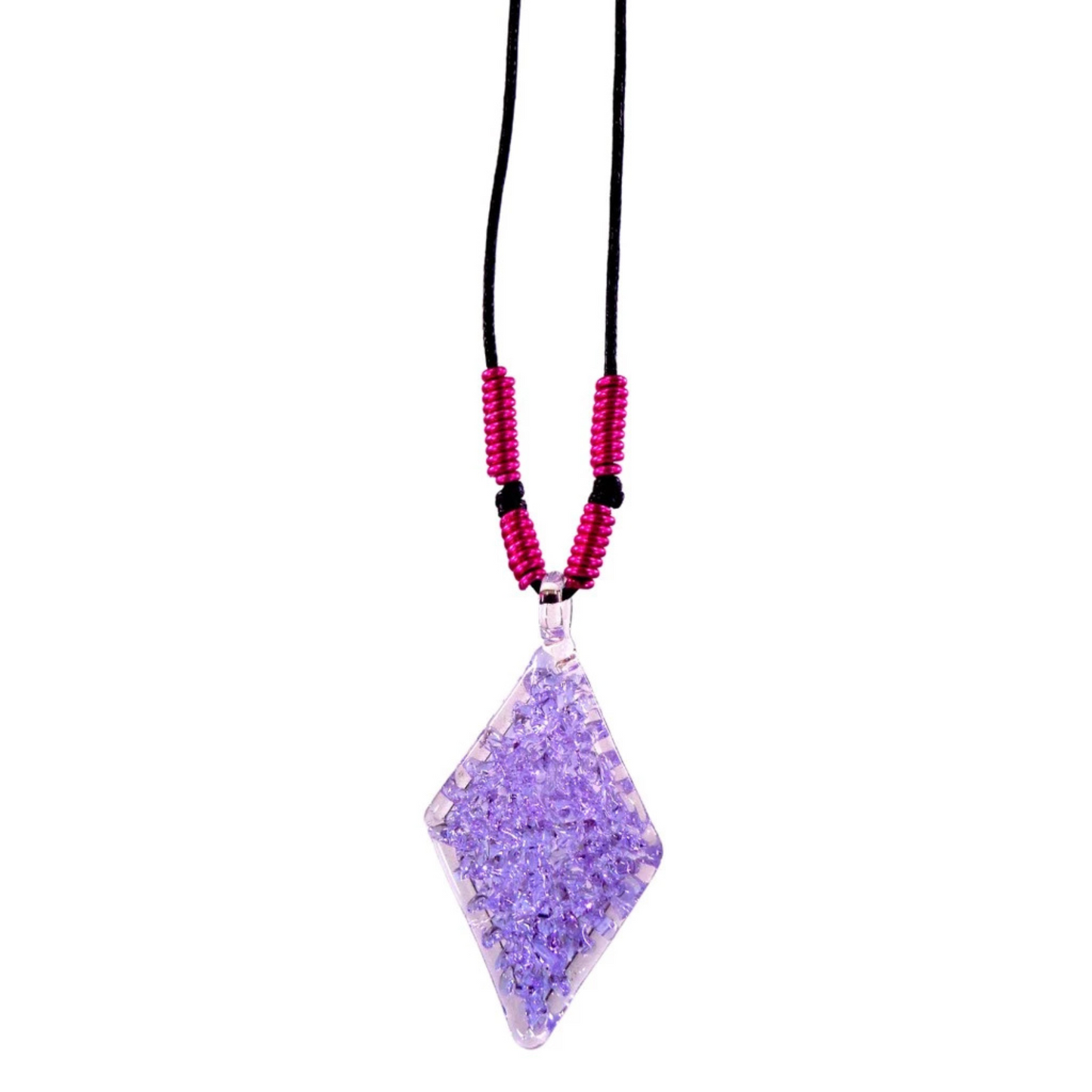 Diamond Crochet Glass Pendant Necklace