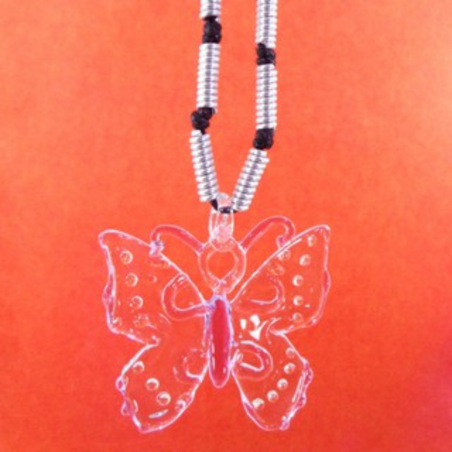 Butterfly Pendant in Aluminum Wire Full Long Necklace