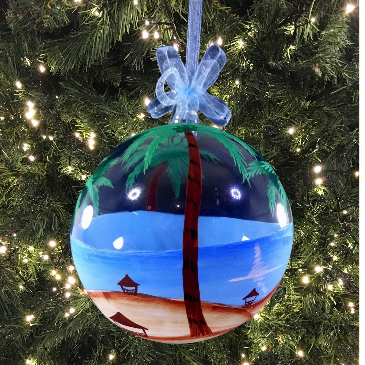 Set of 6pc Handpainted Glass Christmas Ornaments (Nature Landscape)