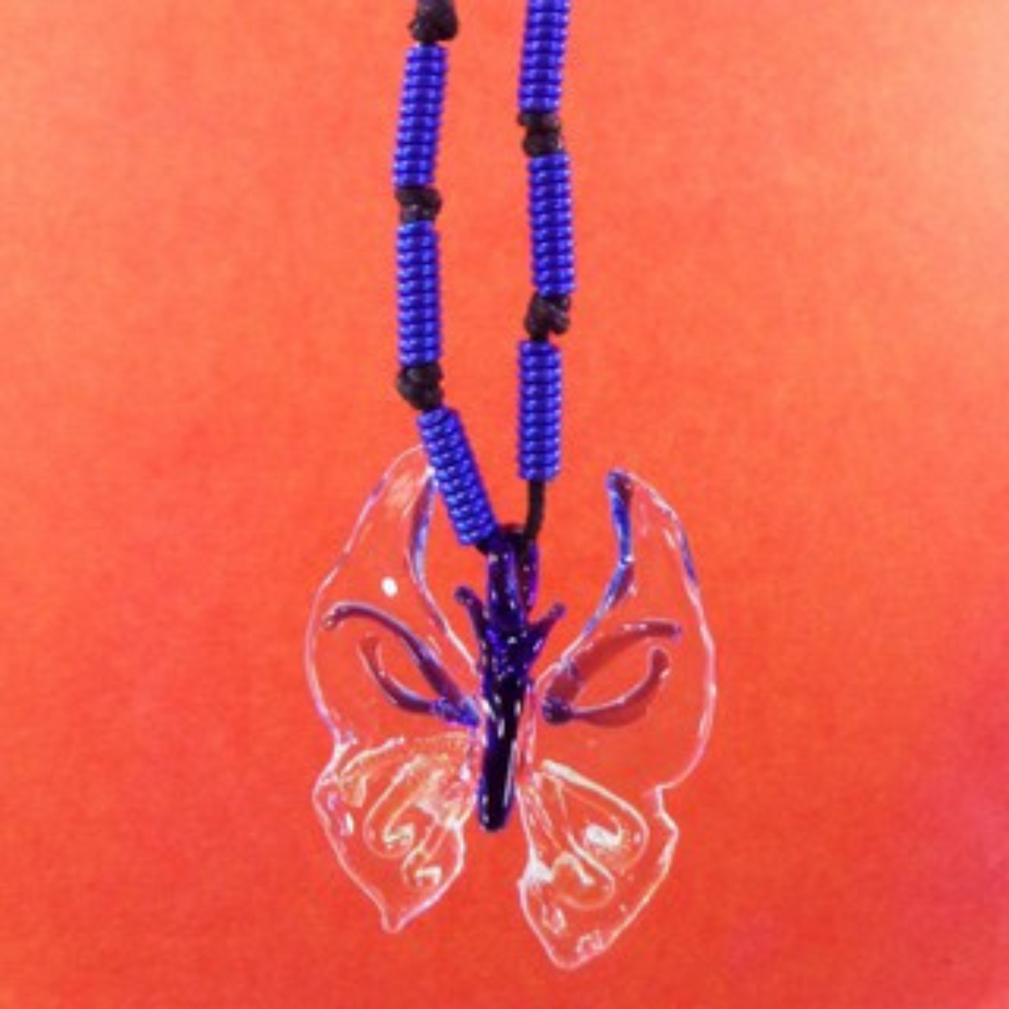 Butterfly Pendant in Aluminum Wire Full Long Necklace