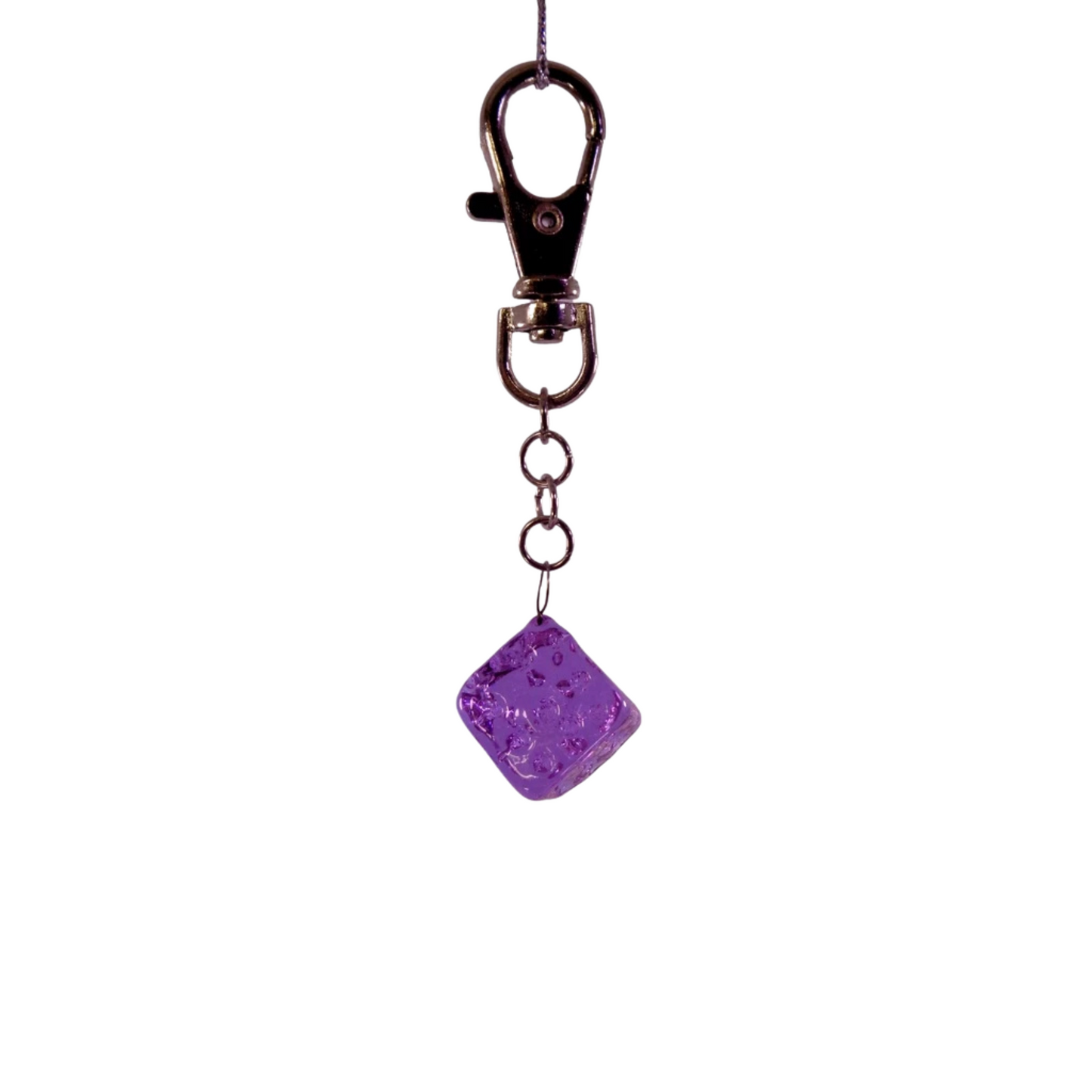 Dice Glass Pendant Key Chain Holder