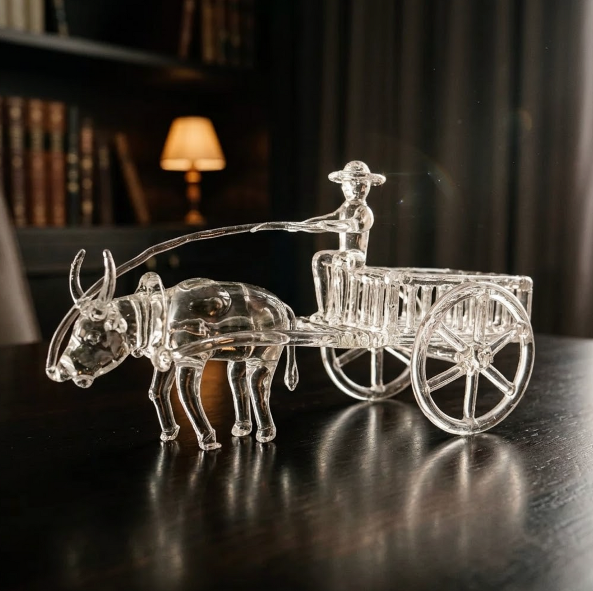 Carabao Cart Glass Figurine
