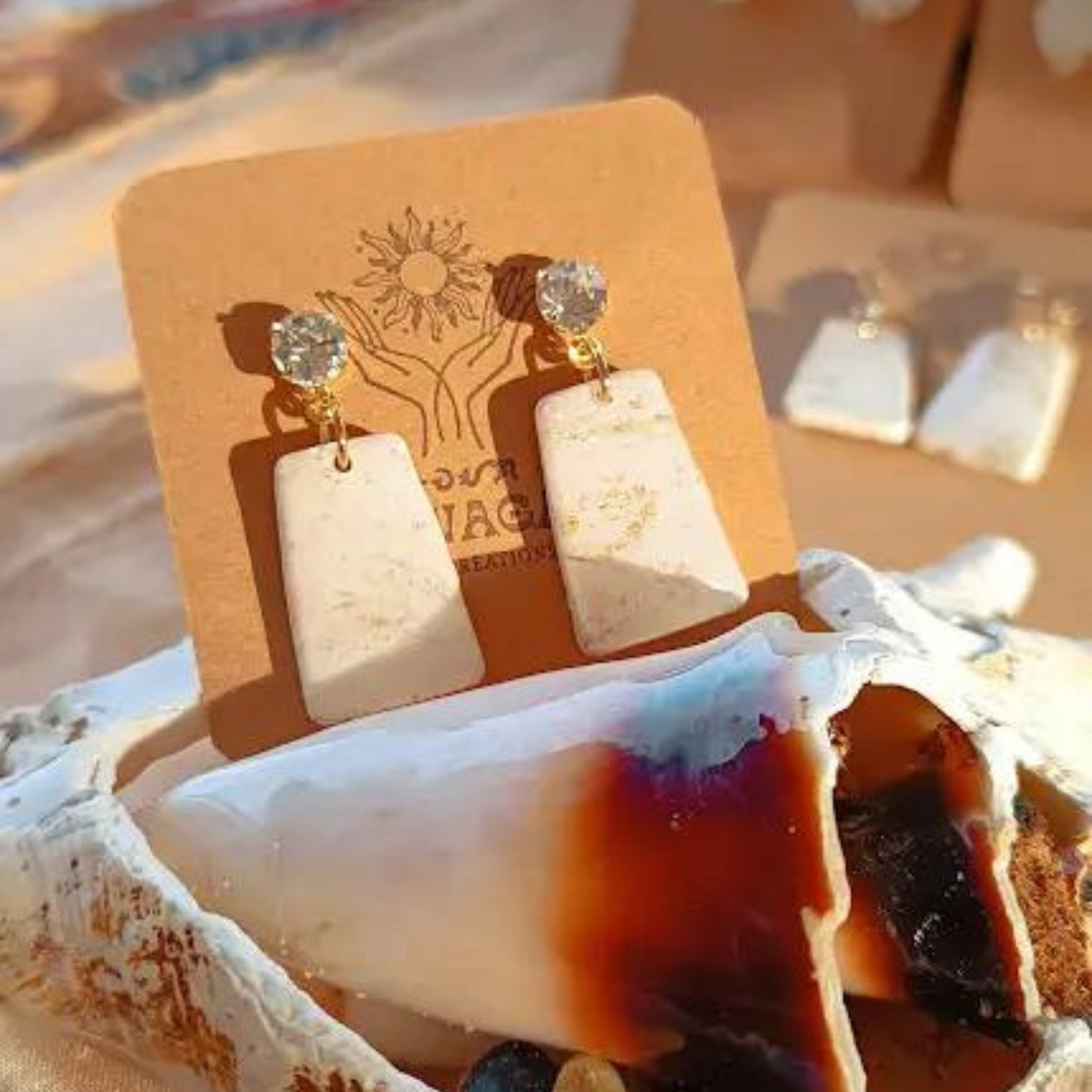 Serene Clay Earrings;Polymer clay with stainless steel