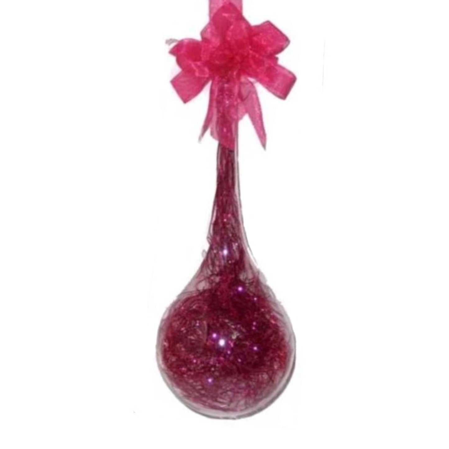 Set of 6pc Glass Christmas Tree Ornaments (Pink Shreds)