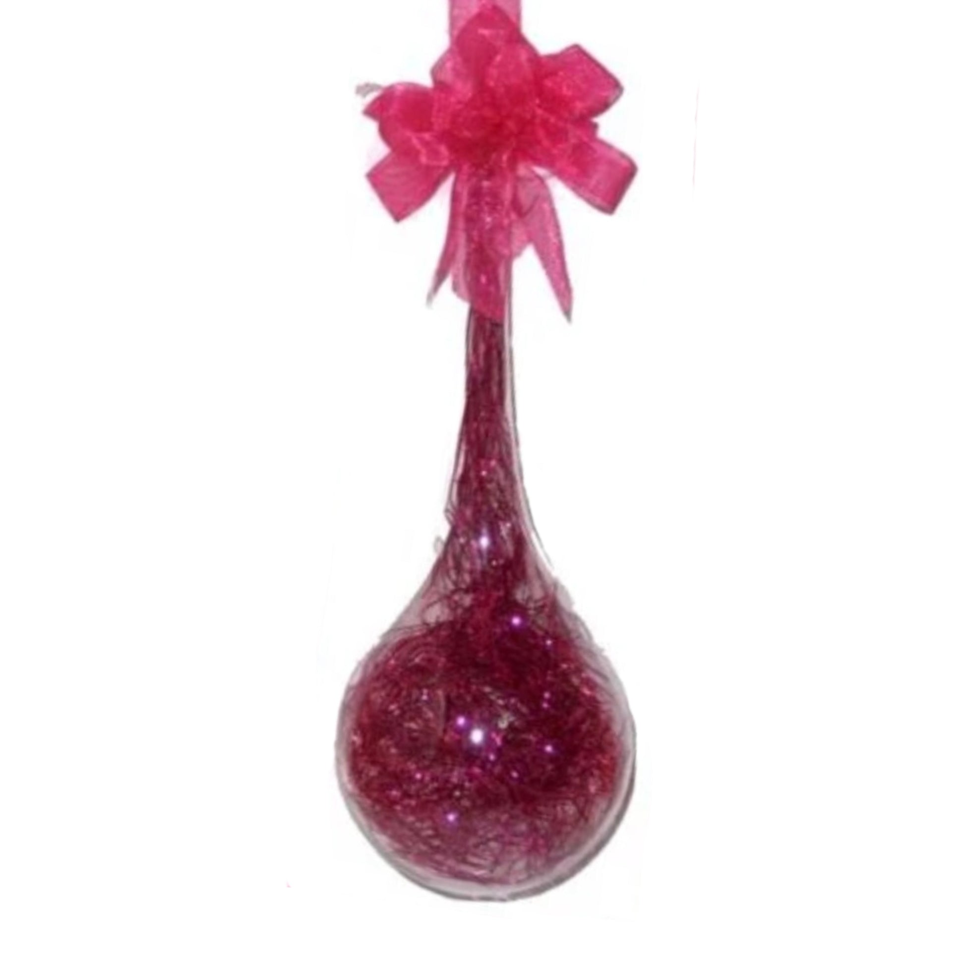 Set of 6pc Glass Christmas Tree Ornaments (Pink Shreds)