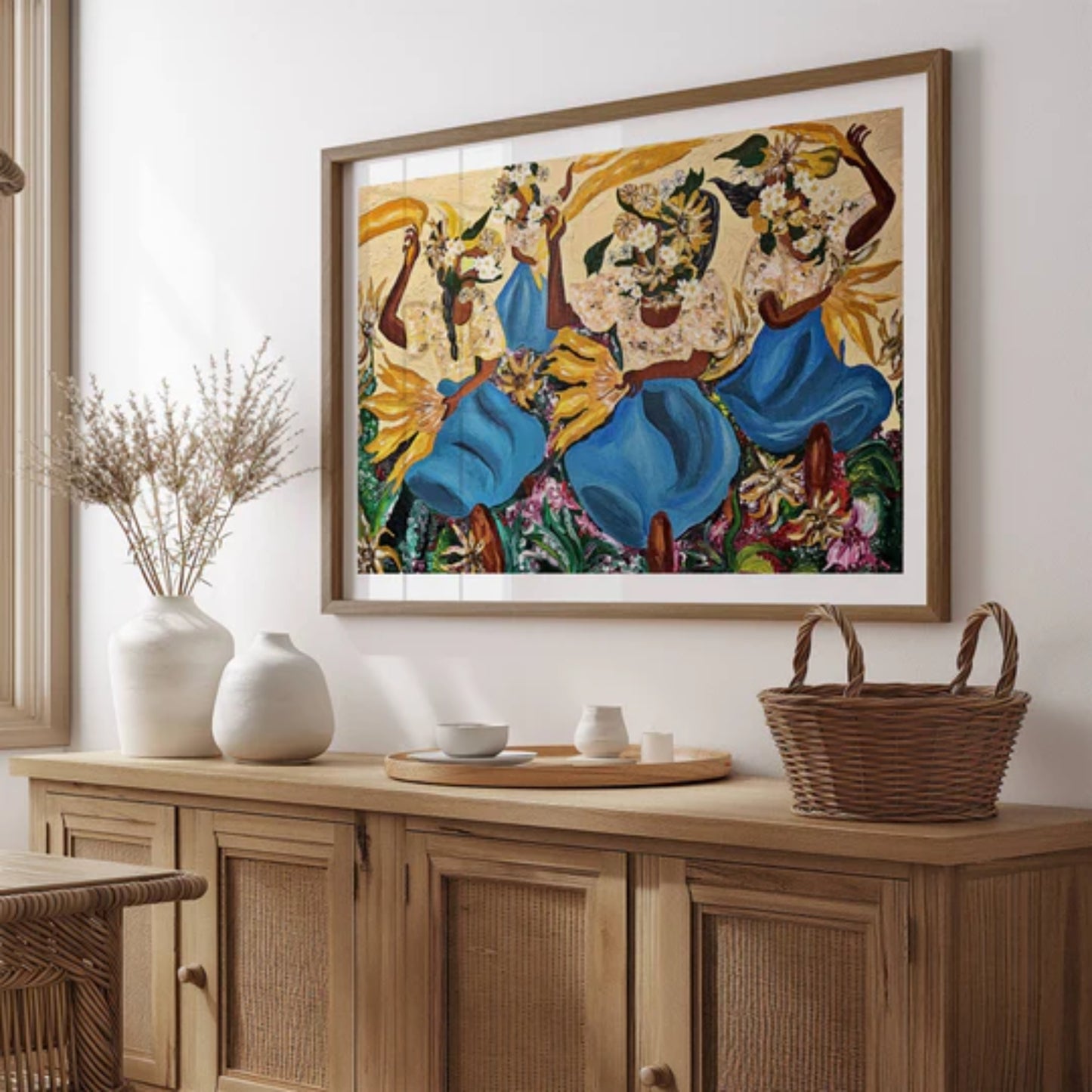 "Sunflower Dance (in Blue)" Framed Painting Print (Limited Print)