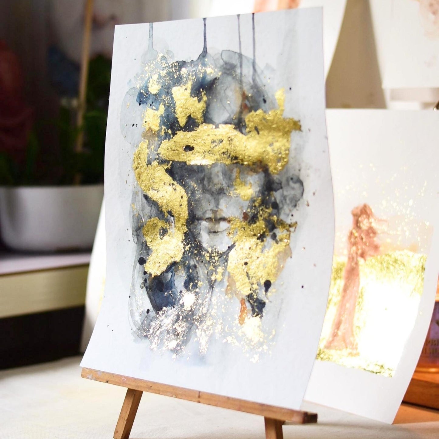 Grey and Gold Watercolor