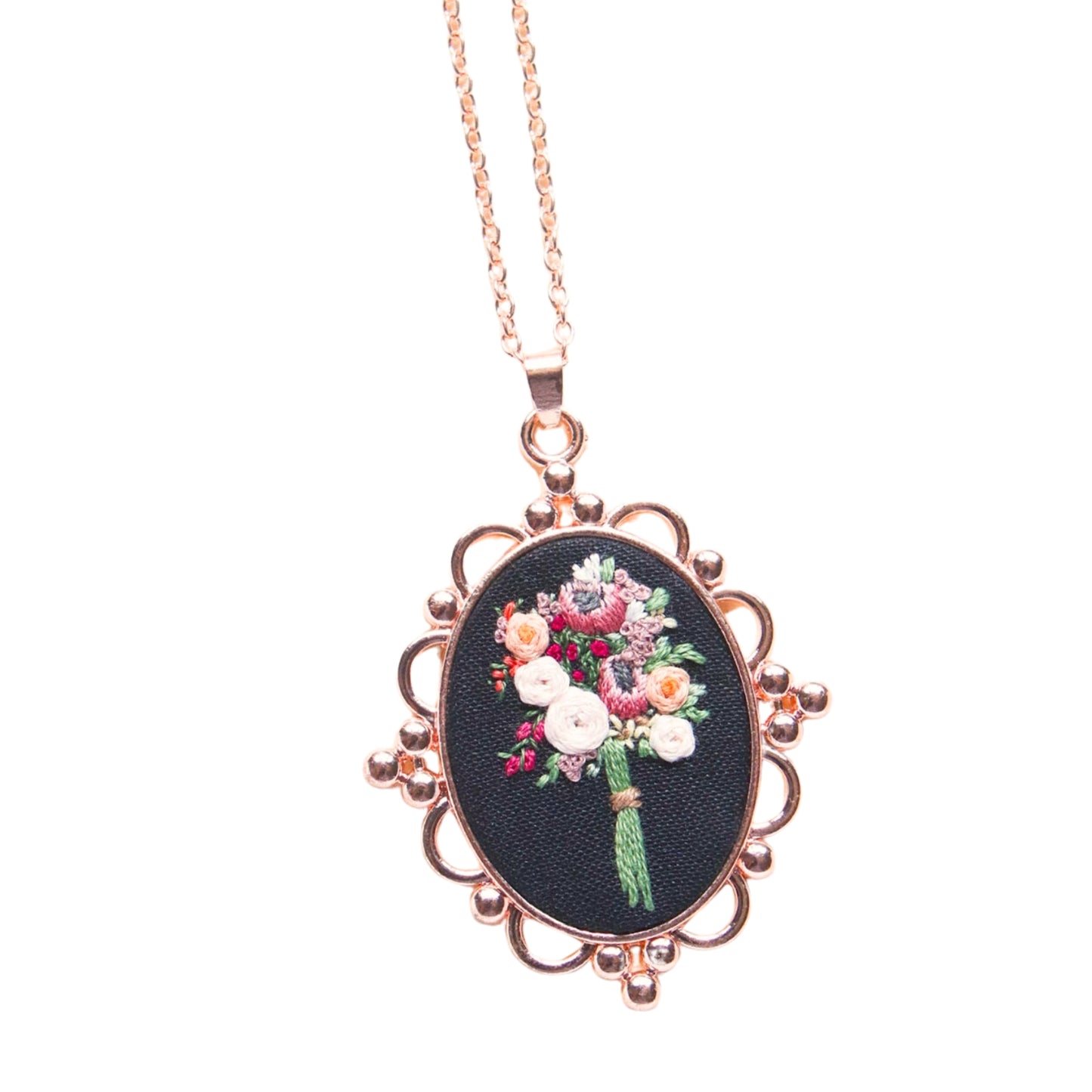 Gaia's Bouquet Hand Embroidered Necklace