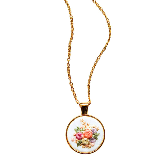 Harriet's Flowers Hand Embroidered Necklace