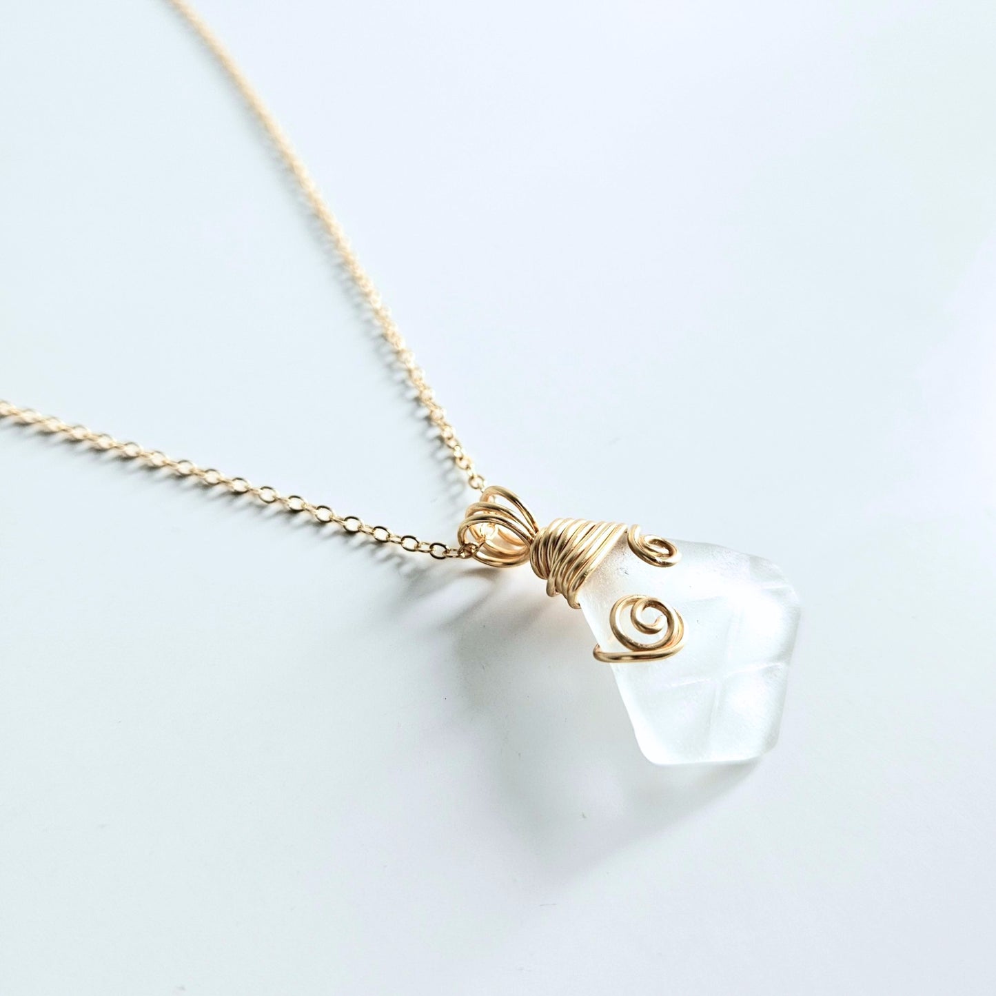 White Aged Seaglass with Embossed Design