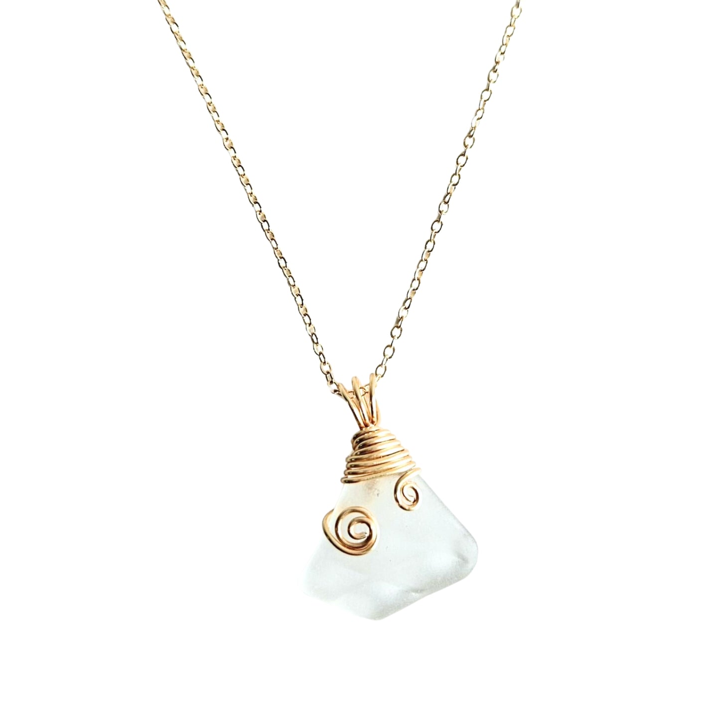 White Aged Seaglass with Embossed Design