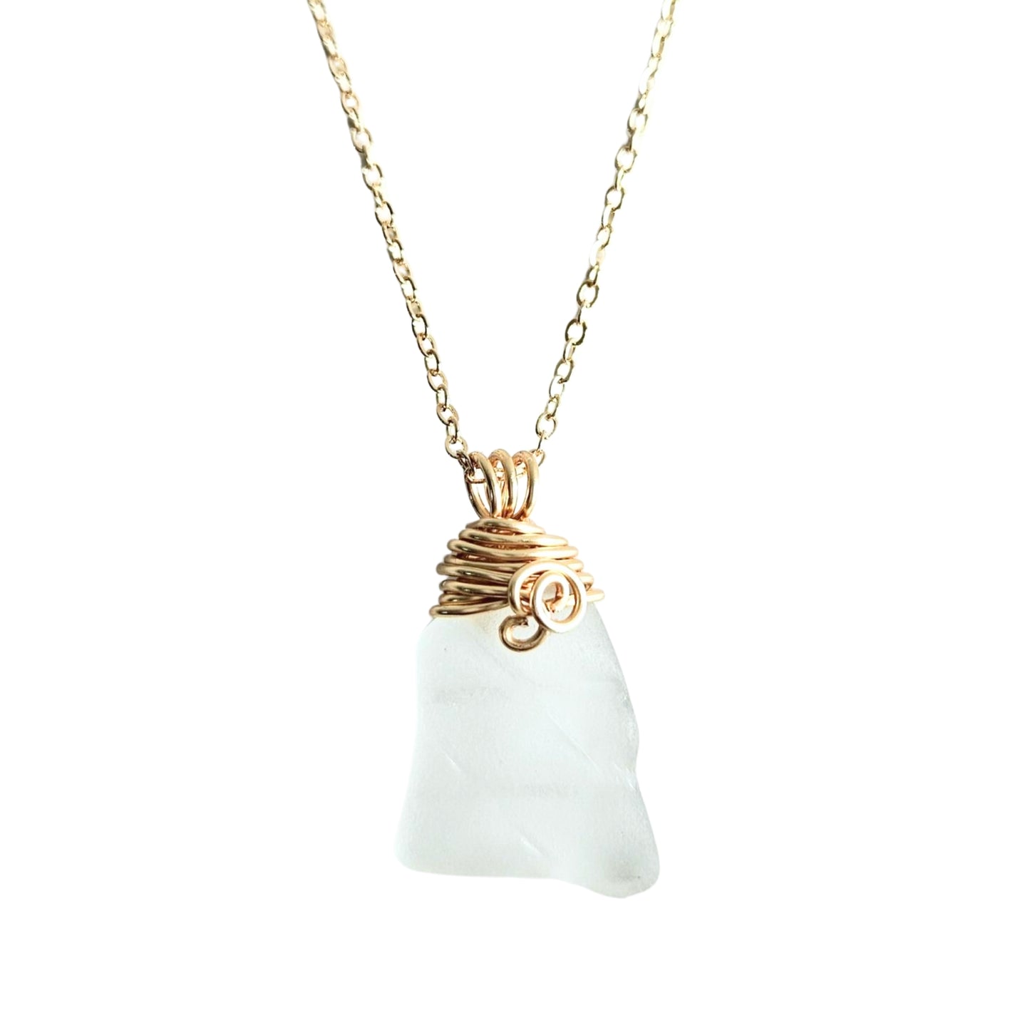 White Aged Seaglass with Embossed Design