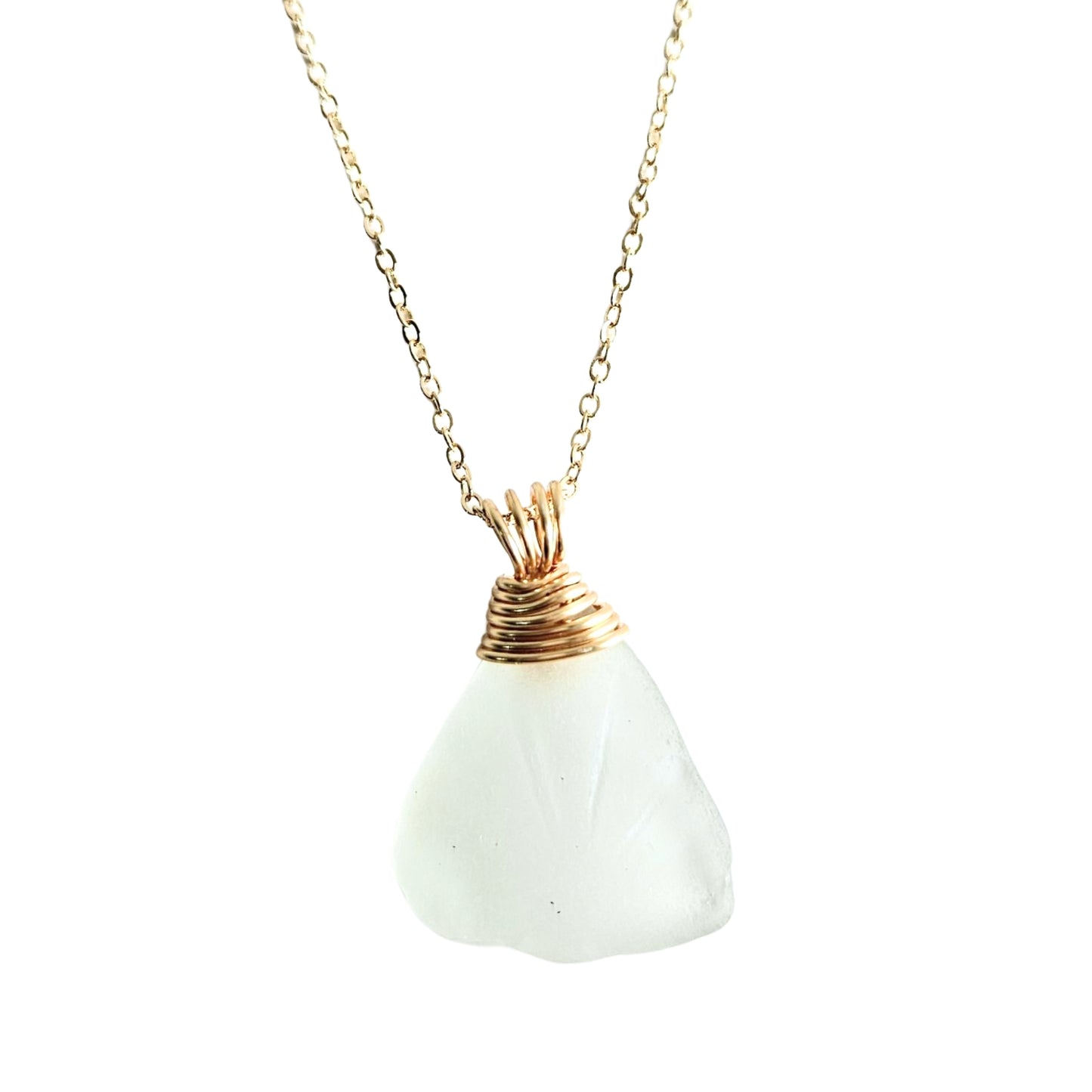 White Aged Seaglass with Embossed Design