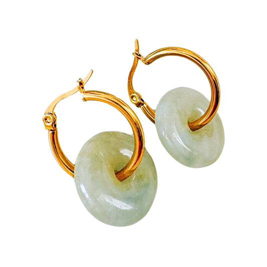 Jade Lucky Loop Hoops