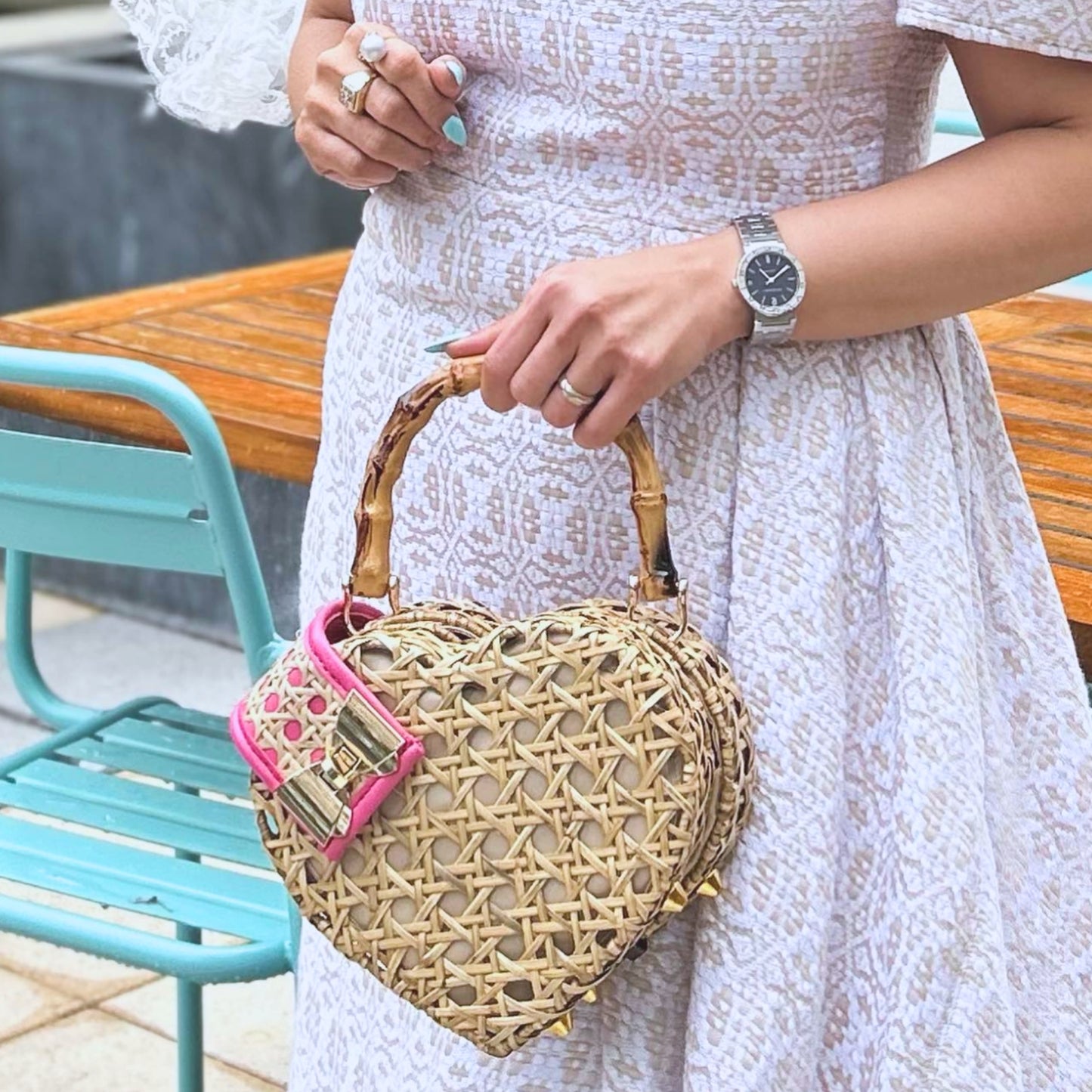 Jinky Heart Rattan Bag