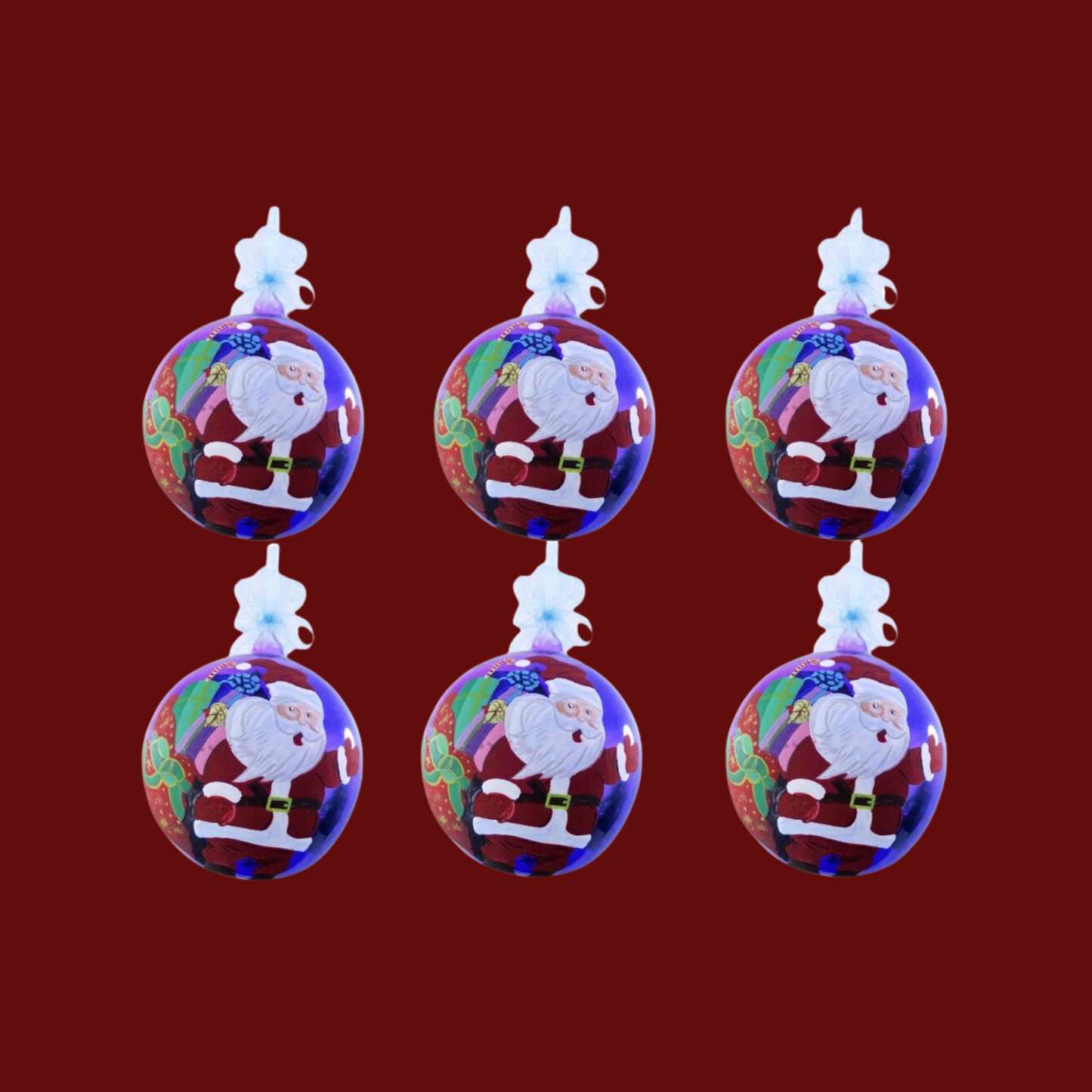 Blue Santa Christmas Ornaments by Liman Glass