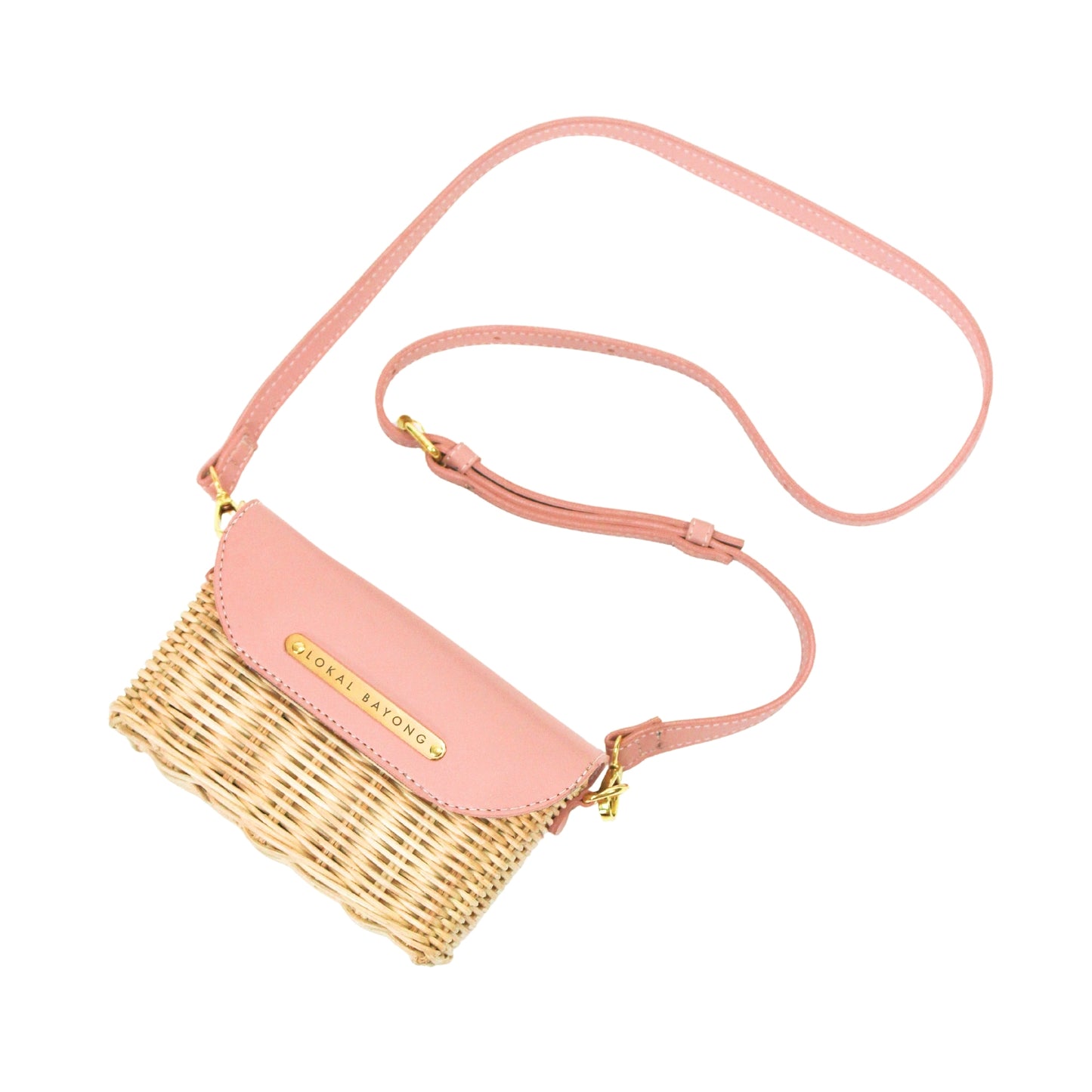 Gabby Pink Rattan Shoulder Bag