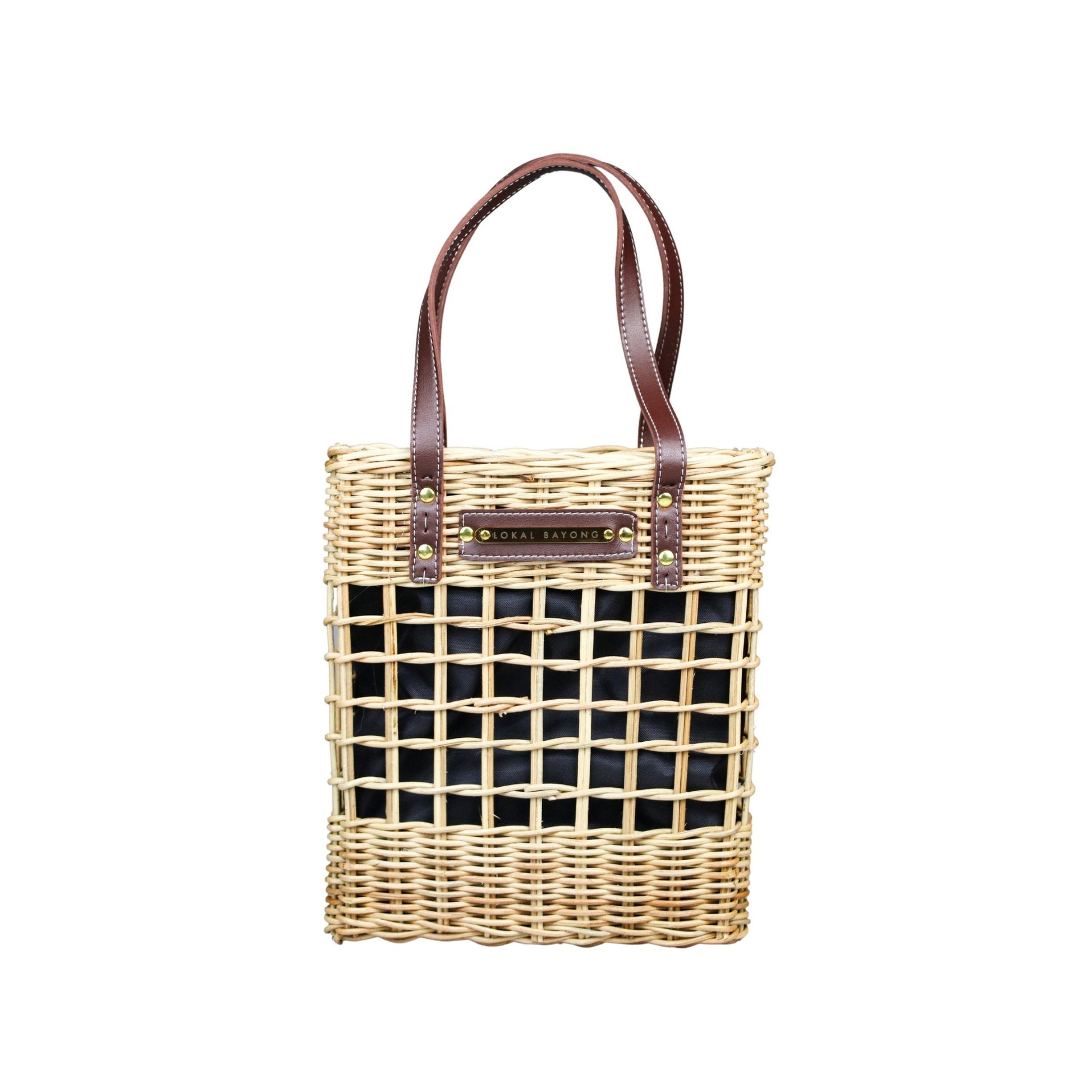 Brown Leather and Rattan