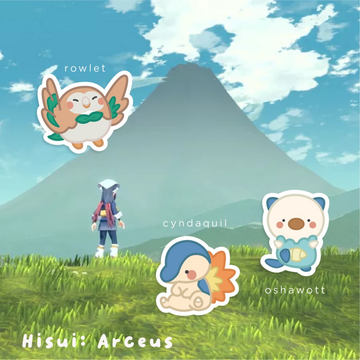 Pokemon Starters Gen 1-9 Arceus Sticker Pack Hisui: Arceus