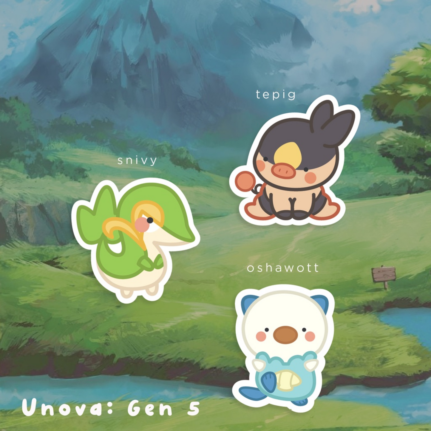 Pokemon Starters Gen 1-9 Arceus Sticker Pack Unova: Gen 5
