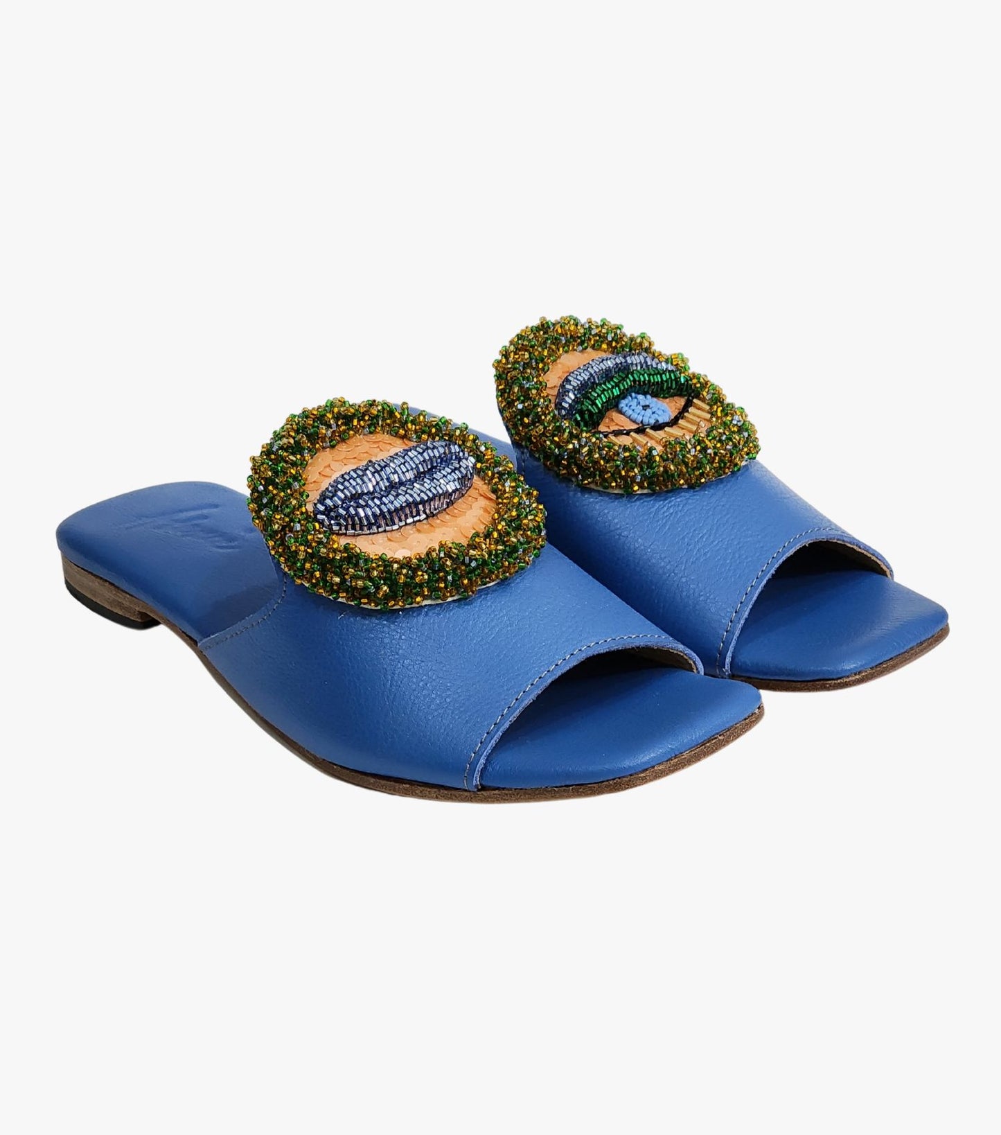 Leather Flats Blue