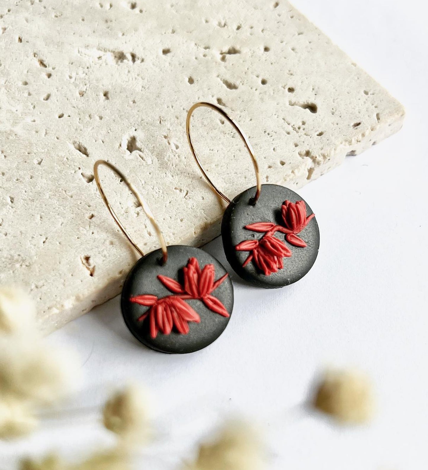 Black - Red Earrings