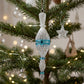 Crochet Glass Christmas Ornaments with Blue Leafing