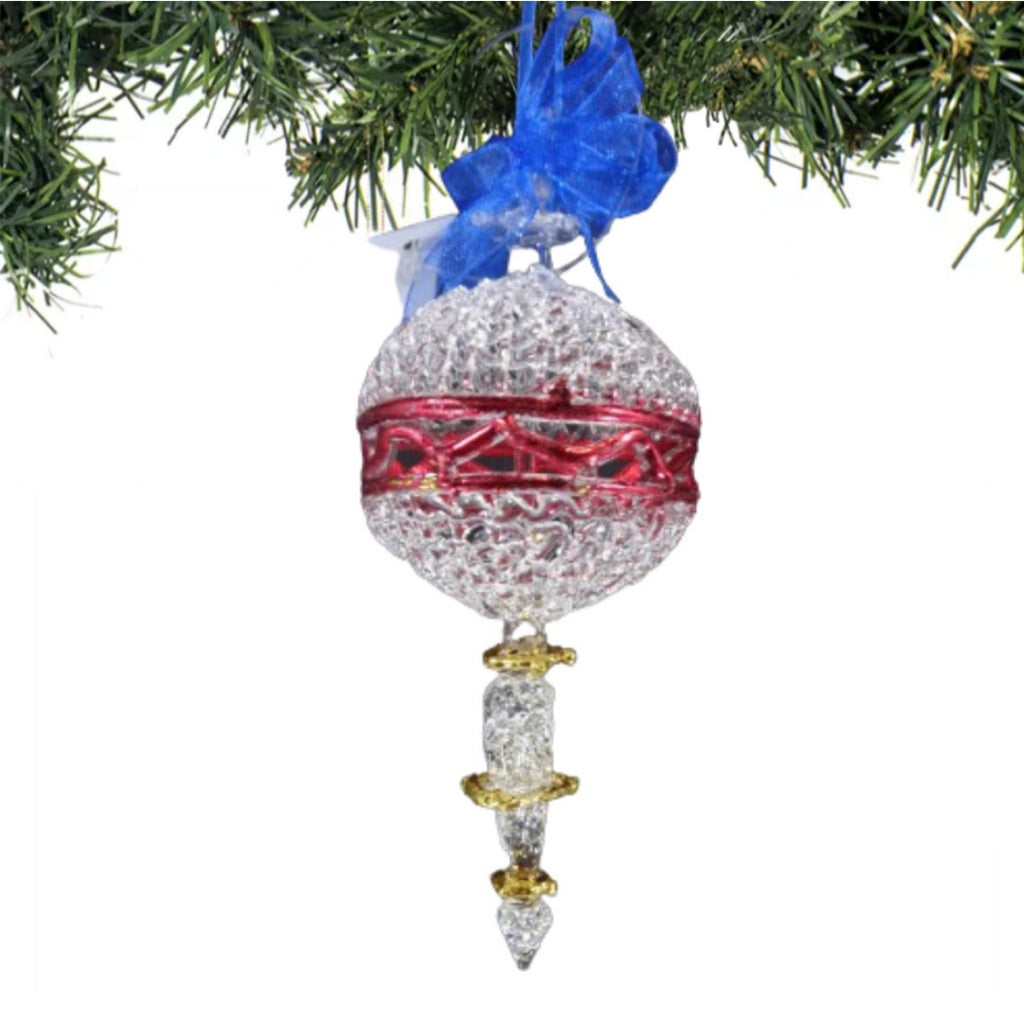 Crochet Glass Hanging Christmas Ornaments with Gold Leafing