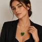 Glass Crochet Slanted Heart Pendant with Gold Chain and Jewelry Box