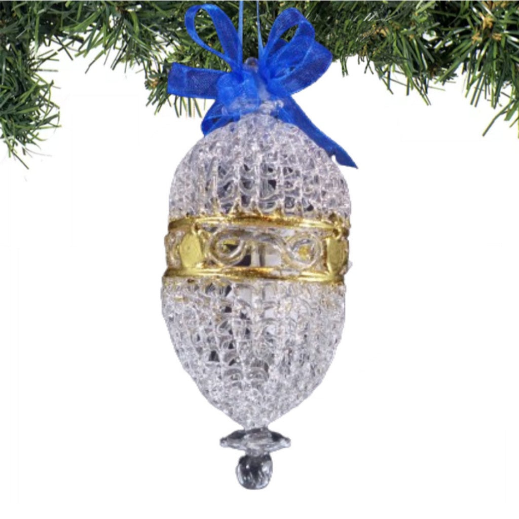 Crochet Glass Hanging Christmas Ornaments with Gold Leafing