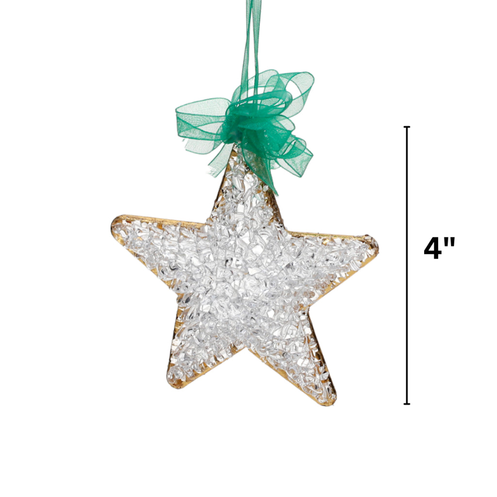 Christmas Star Ornaments Crochet Glass with Gold Lining