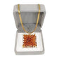Square Crochet Glass Pendant Gold Chain Necklace