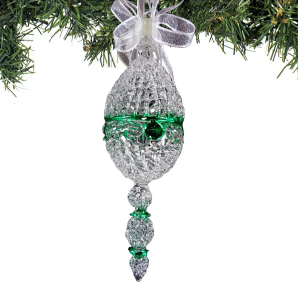 Crochet Glass Hanging Christmas Ornaments with Gold Leafing