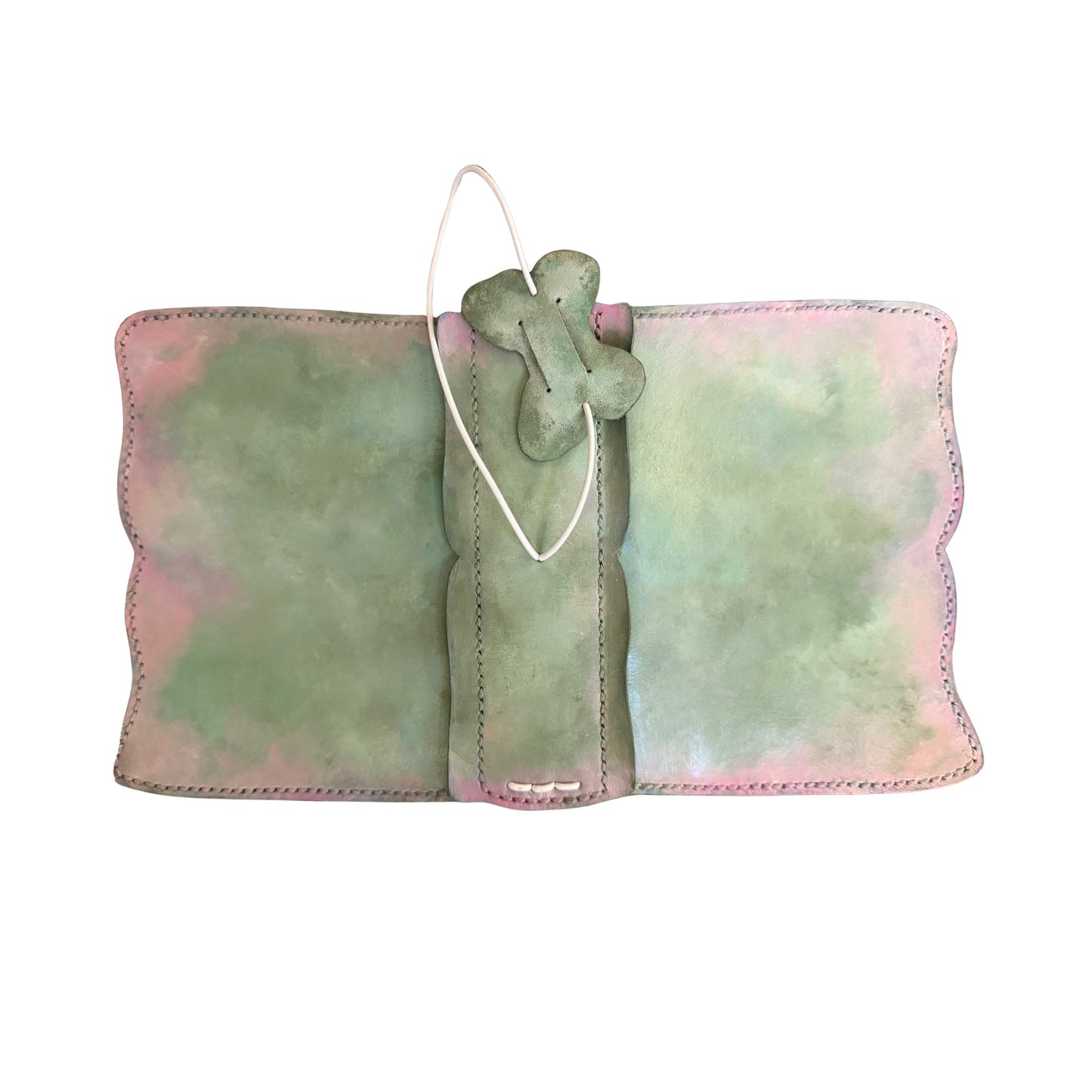 Hand-Painted, Hand-Stitched Leather Journal & Traveler's Notebook Cover | Soft Moss