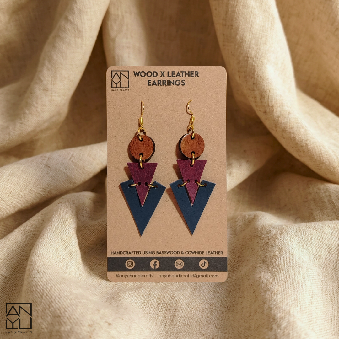 "Isa" Wood x Leather Earrings