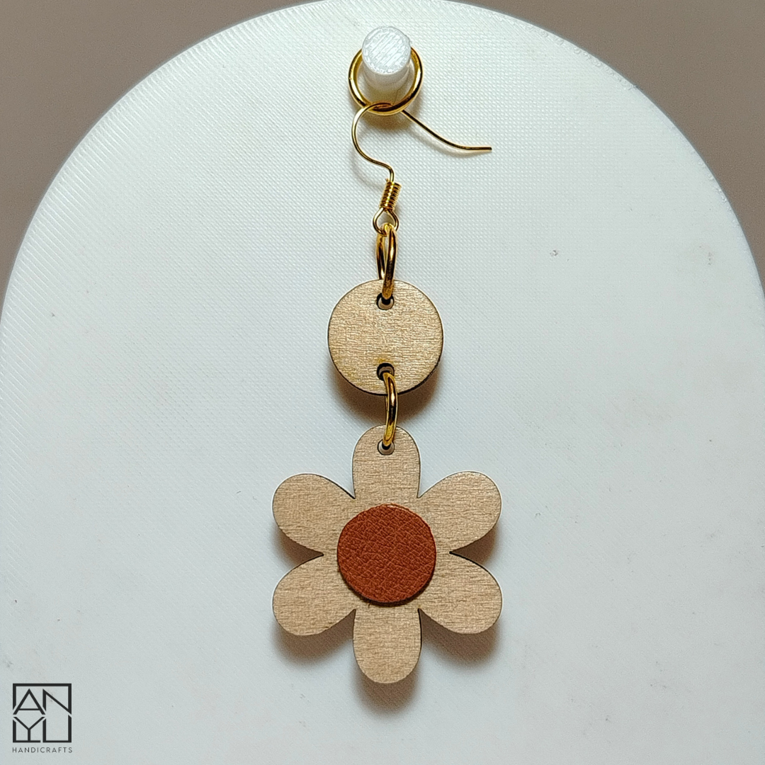 "Flora" Wood x Leather Earrings