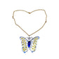 18k Gold Necklace Butterfly Glass Pendant