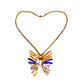 18k Gold Necklace Butterfly Glass Pendant