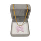 Plain Stripe Mini Butterfly Pendant 18k Gold Necklace