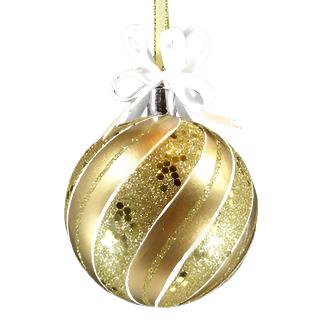 Plastic Christmas Ornaments with Glitter (Gold, 6 pieces)