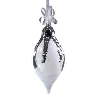 Handpainted White Glass Ornament (White Christmas Tree, 6 pieces)