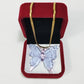 Glass Butterfly Pendant With 18k Gold Chain