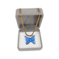 Plain Stripe Mini Butterfly Pendant 18k Gold Necklace