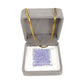 Square Crochet Glass Pendant Gold Chain Necklace